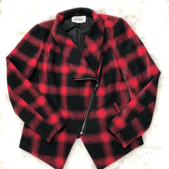 BB DATOKA Moto zipped buffalo check jacket sz S - Picture 3 of 5